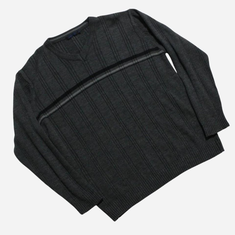Mens Moto Y2K Vintage 2000s/90s Skater Grandpa Striped Knit Sweater